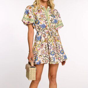 Elizabeth James the Label Edie Dress in Flower Ivory